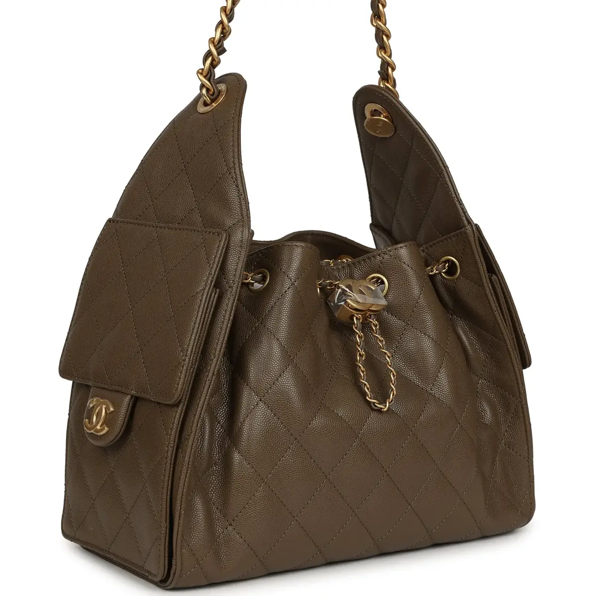 Chanel Chanel Small 25 Hobo Bag Dark Khaki Caviar Antique Gold Hardware | Thumbnail 2 Chanel Chanel Small 25 Hobo Bag Dark Khaki Caviar Antique Gold Hardware | Thumbnail 2