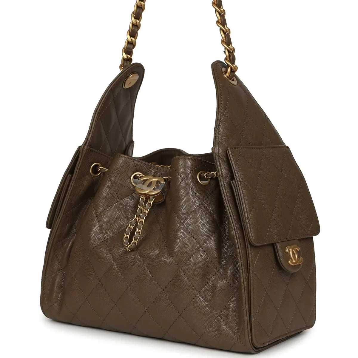Chanel Chanel Small 25 Hobo Bag Dark Khaki Caviar Antique Gold Hardware | Thumbnail 5 Chanel Chanel Small 25 Hobo Bag Dark Khaki Caviar Antique Gold Hardware | Thumbnail 5