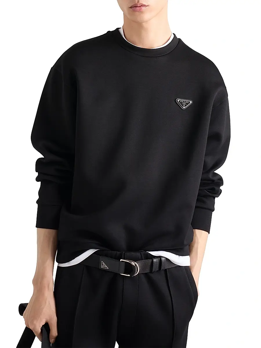 Prada Men's Technical Cotton Sweatshirt - Black | Thumbnail 2