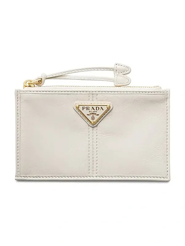 Women's Leather Card Holder with Zipper - White Women's Leather Card Holder with Zipper - White