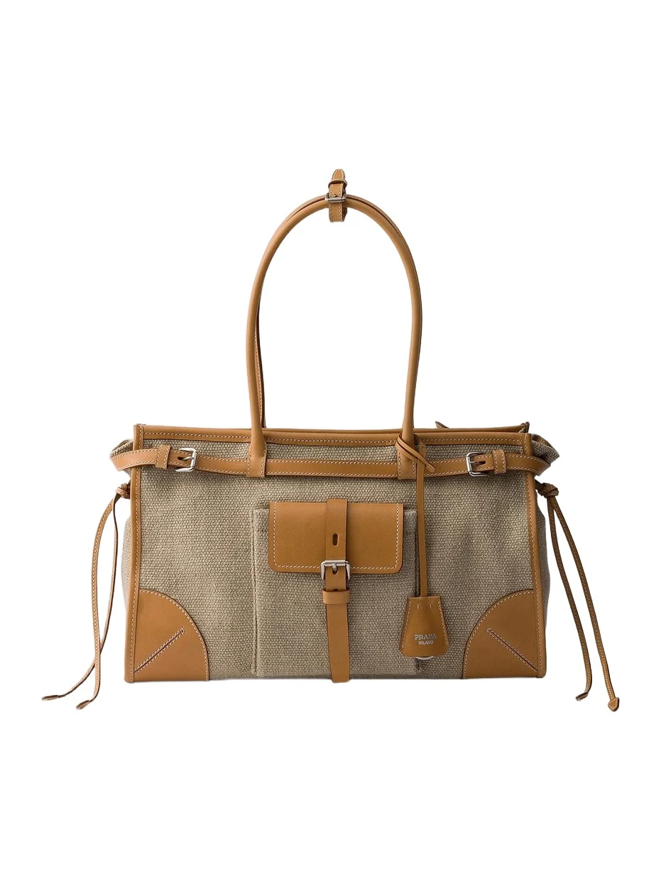 Women's Bonnie Linen and Leather Tote Bag Women's Bonnie Linen and Leather Tote Bag