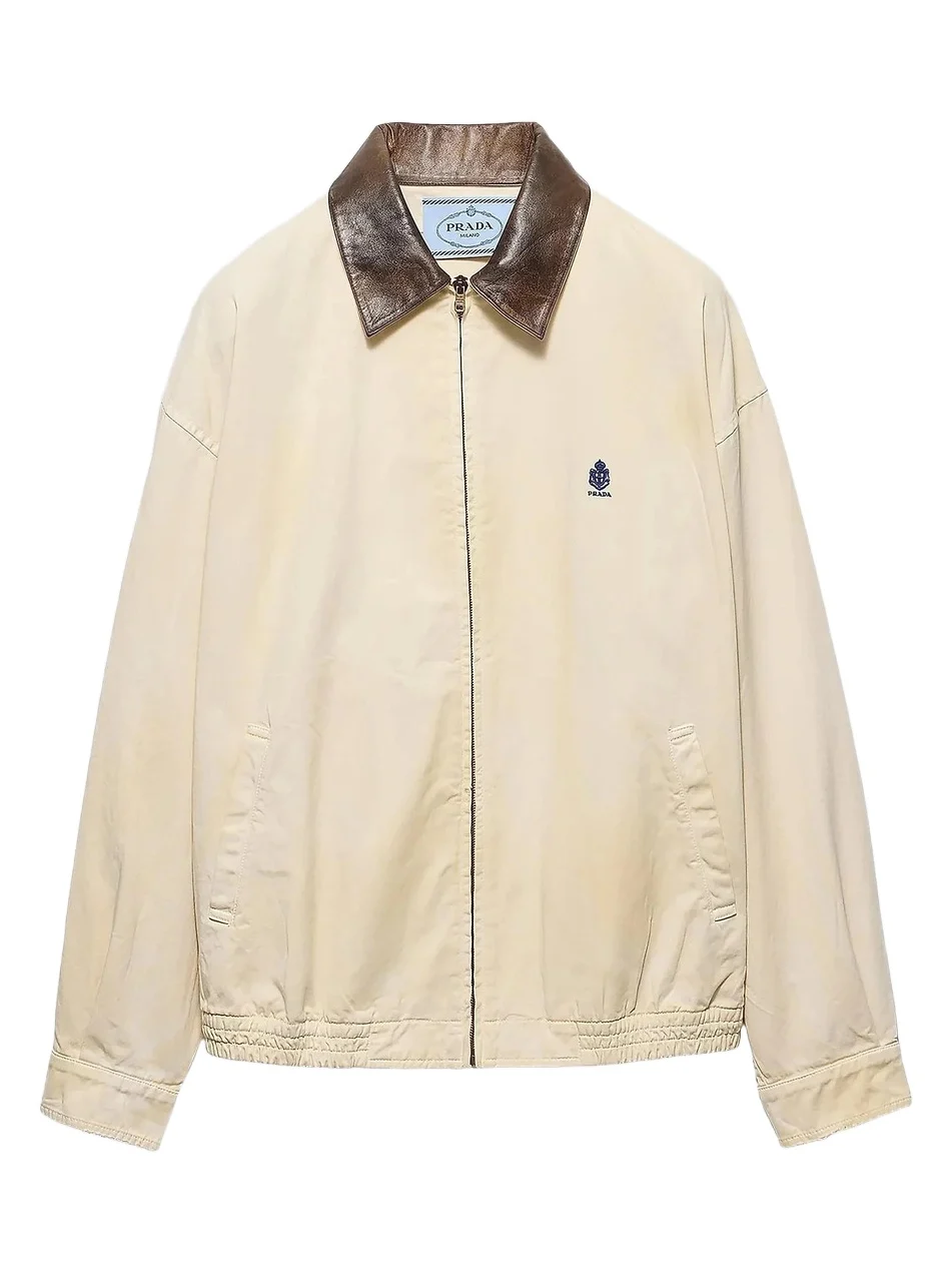 Prada Women's Embroidered Garment-Dyed Old Gabardine Blouson Jacket