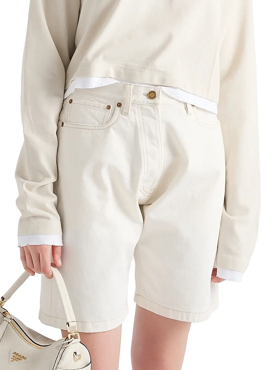 Prada Women's Old Denim Bermuda Shorts | Thumbnail 2 Prada Women's Old Denim Bermuda Shorts | Thumbnail 2