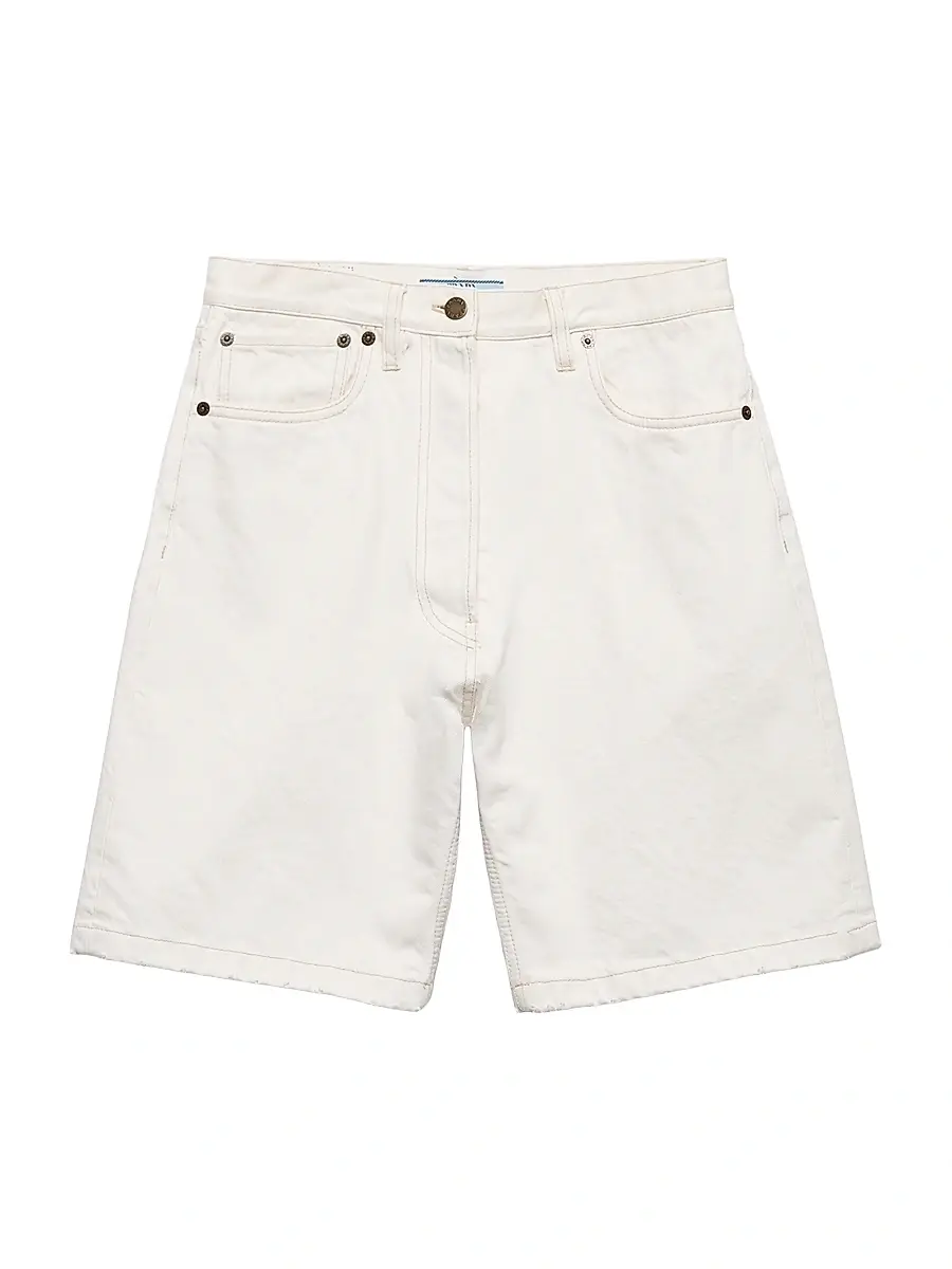 Prada Women's Old Denim Bermuda Shorts - White | Image 1 Prada Women's Old Denim Bermuda Shorts - White | Image 1