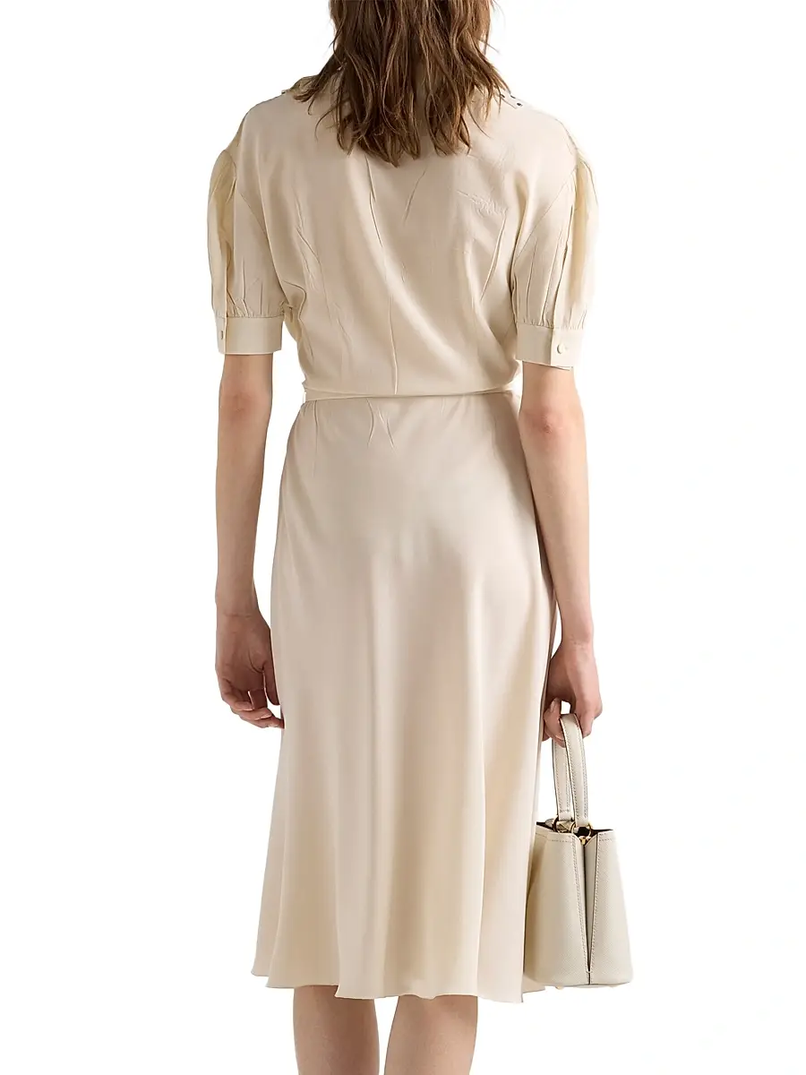 Prada Women's Embroidered Marocain Dress | Thumbnail 3