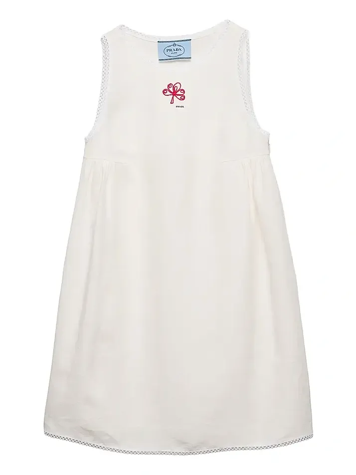 Women's Embroidered Slubbed Canvas Mini-Dress