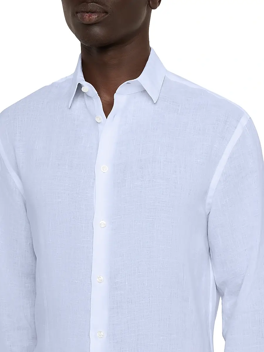 Giorgio Armani Men's Linen Button-Front Sport Shirt | Thumbnail 5 Giorgio Armani Men's Linen Button-Front Sport Shirt | Thumbnail 5