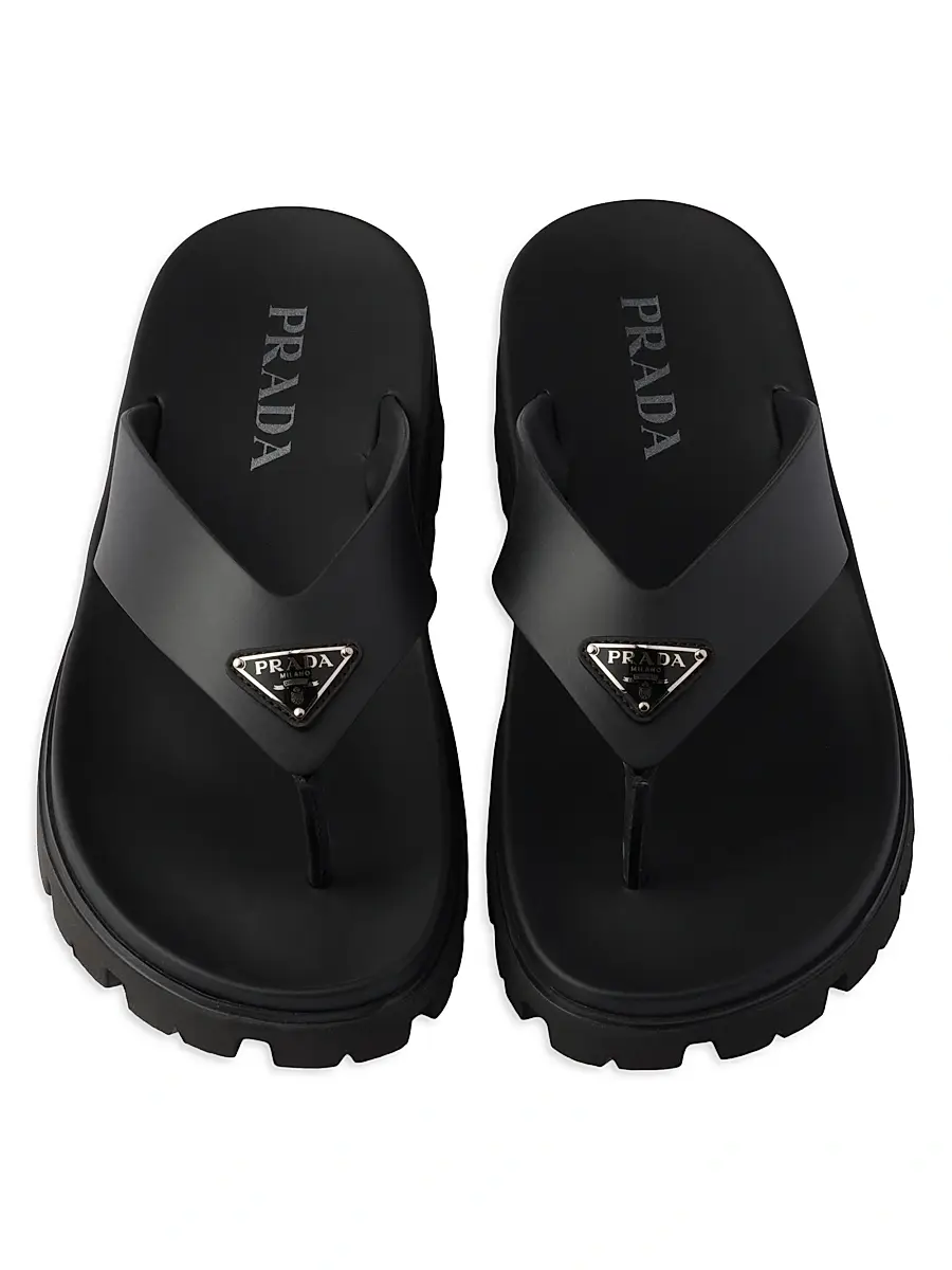 Prada Men's Rubber Thong Sandals - Black | Thumbnail 2 Prada Men's Rubber Thong Sandals - Black | Thumbnail 2