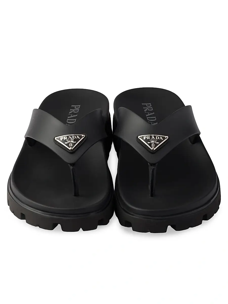 Prada Men's Rubber Thong Sandals - Black | Thumbnail 4 Prada Men's Rubber Thong Sandals - Black | Thumbnail 4