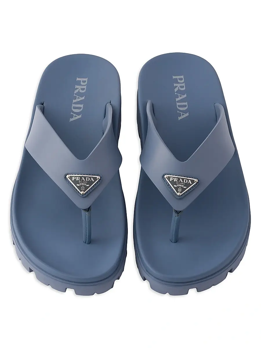 Prada Men's Rubber Thong Sandals - Black | Thumbnail 7 Prada Men's Rubber Thong Sandals - Black | Thumbnail 7