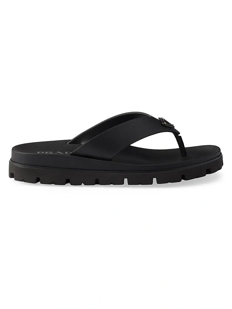 Prada Men's Rubber Thong Sandals - Black | Image 1 Prada Men's Rubber Thong Sandals - Black | Image 1