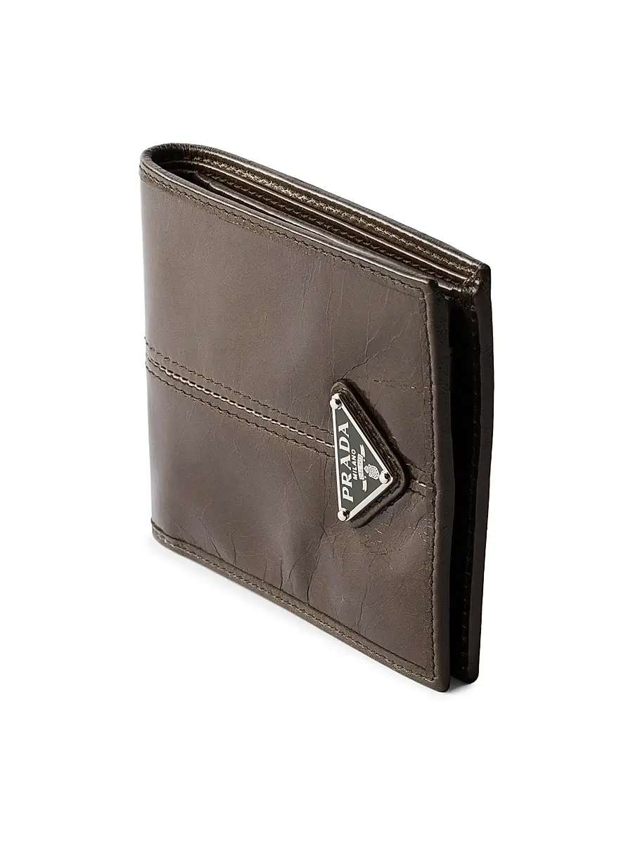 Prada Men's Leather Wallet with Coin Purse - Brown | Thumbnail 4 Prada Men's Leather Wallet with Coin Purse - Brown | Thumbnail 4