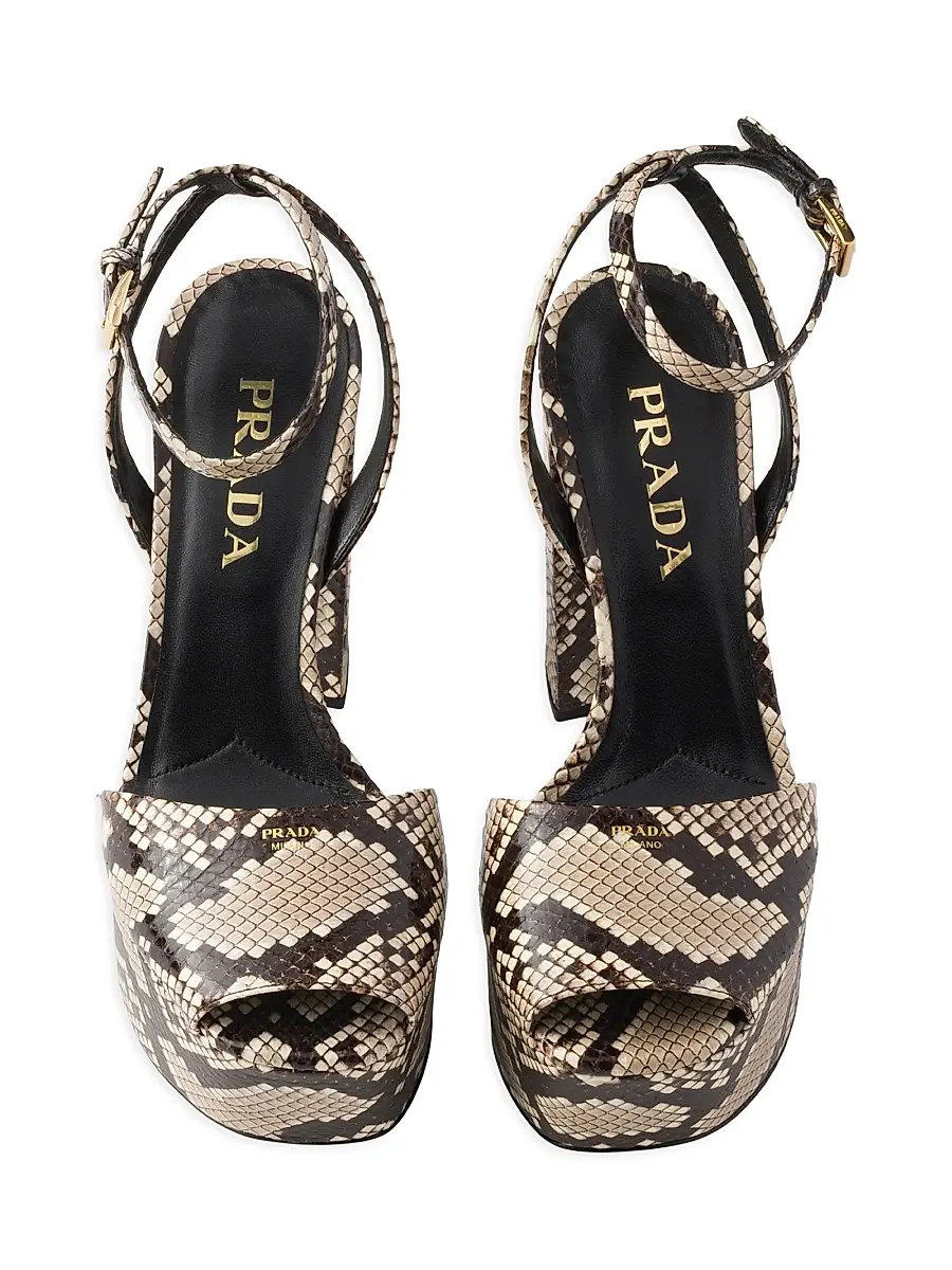Prada Women's Python-Print Ayers Leather Platform Sandals | Thumbnail 2 Prada Women's Python-Print Ayers Leather Platform Sandals | Thumbnail 2