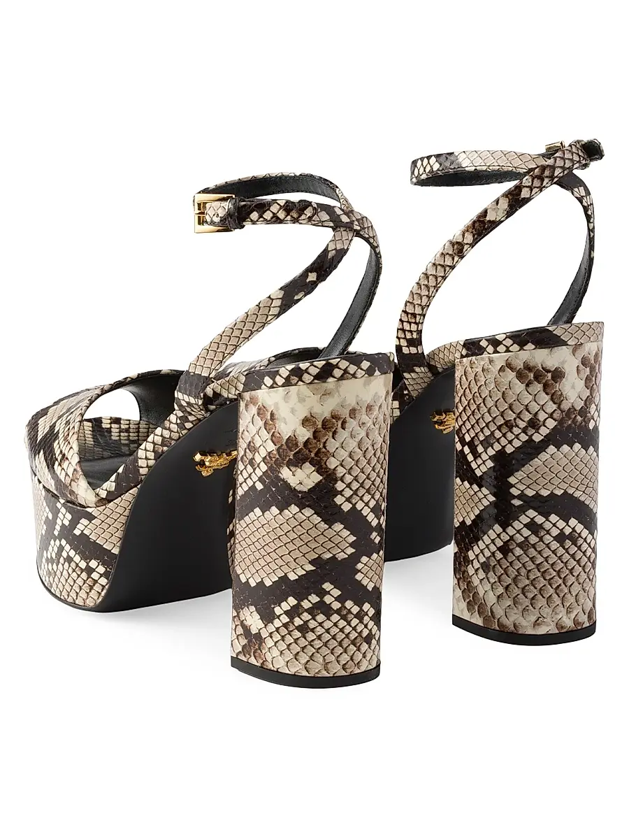Prada Women's Python-Print Ayers Leather Platform Sandals | Thumbnail 3 Prada Women's Python-Print Ayers Leather Platform Sandals | Thumbnail 3