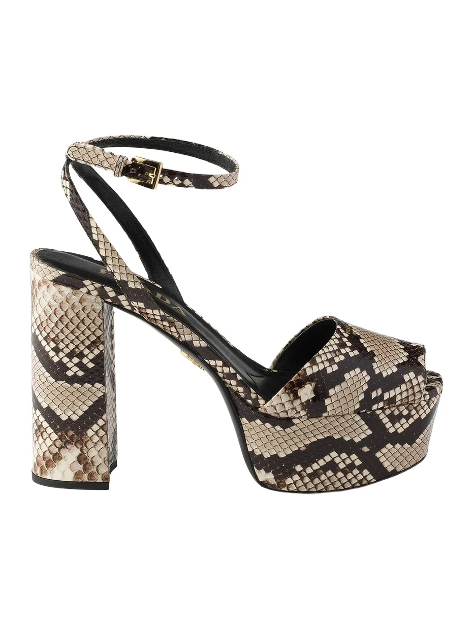 Prada Women's Python-Print Ayers Leather Platform Sandals