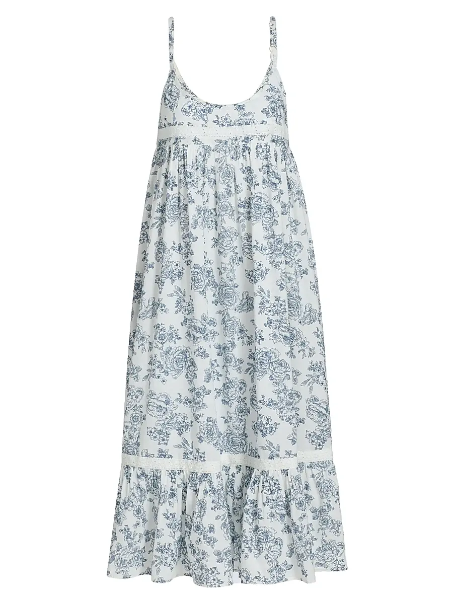 Papinelle Women's Nostalgia Strappy Floral Cotton Nightie - White | Image 1 Papinelle Women's Nostalgia Strappy Floral Cotton Nightie - White | Image 1