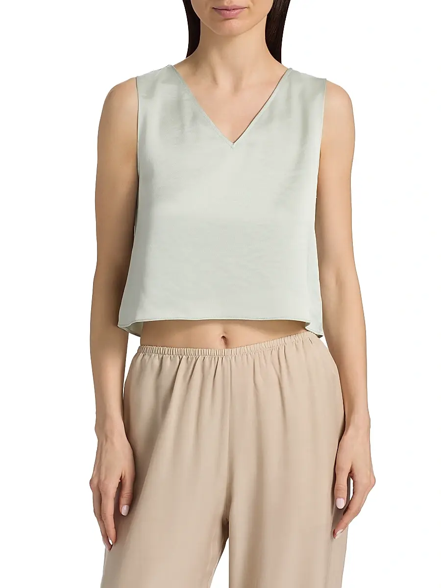 LESET Women's Barb Satin Crop Top | Thumbnail 3