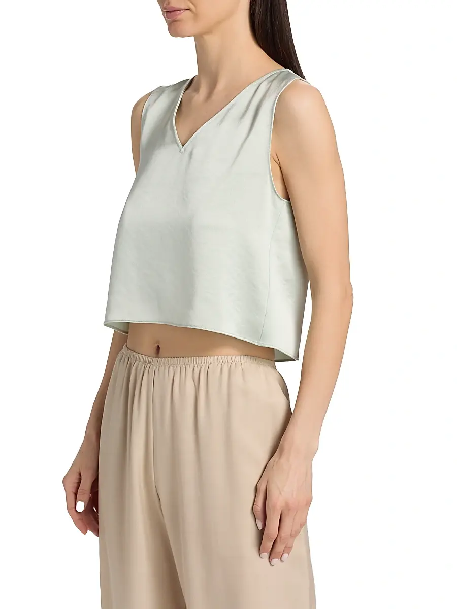 LESET Women's Barb Satin Crop Top | Thumbnail 4
