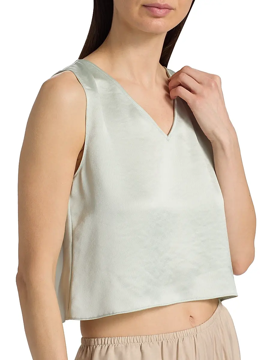 LESET Women's Barb Satin Crop Top | Thumbnail 6