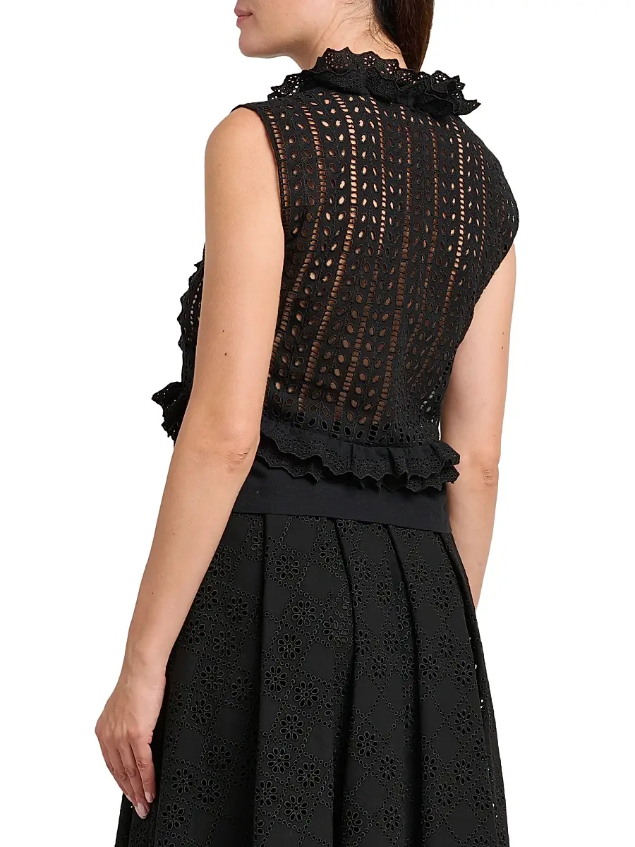 Alberta Ferretti Women's Ruffled Cotton-Blend Blouse | Thumbnail 5