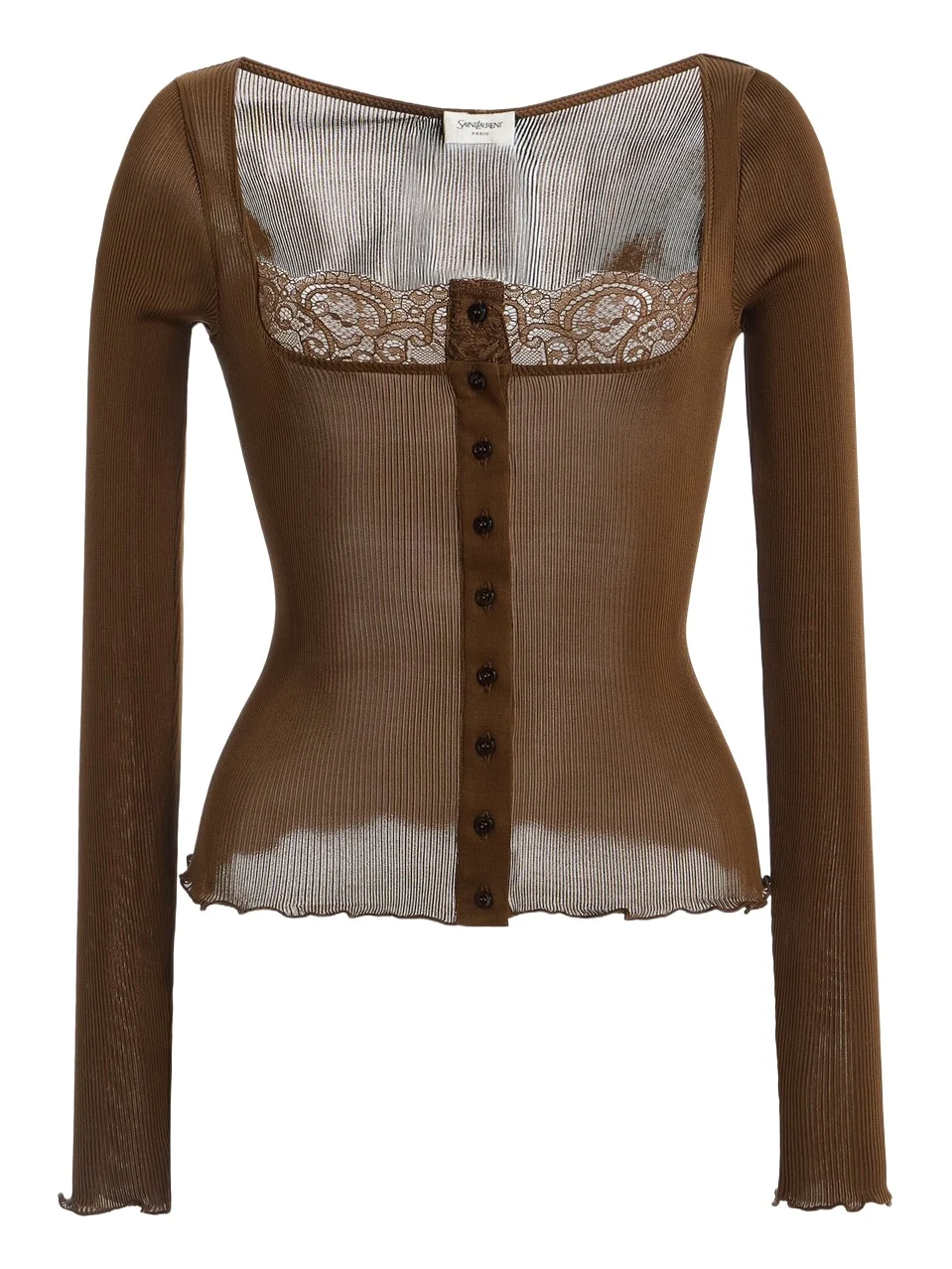 Lace-Trimmed Ribbed Silk Jersey Top Lace-Trimmed Ribbed Silk Jersey Top