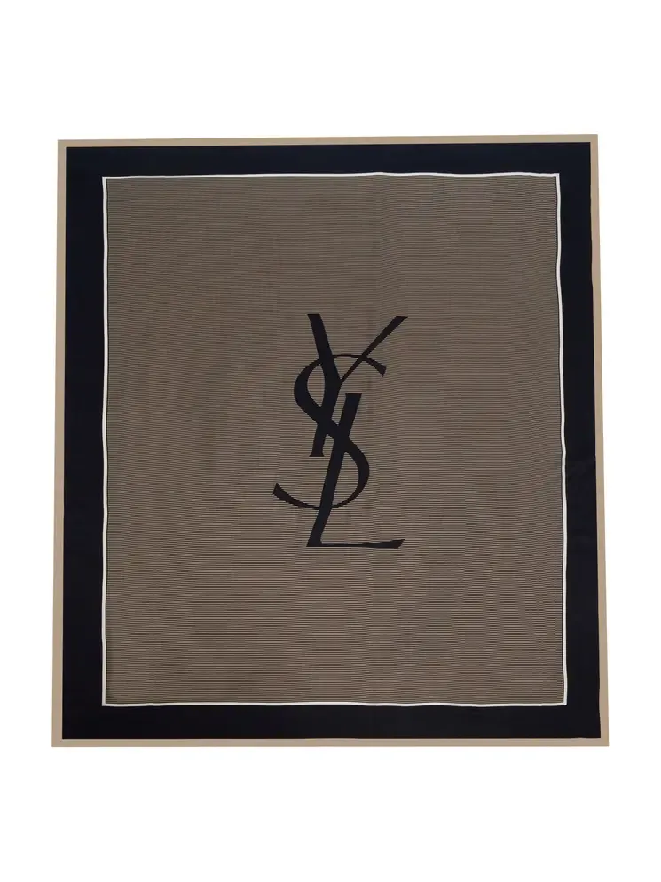 Saint Laurent Cassandre Striped Silk Charmeuse Scarf