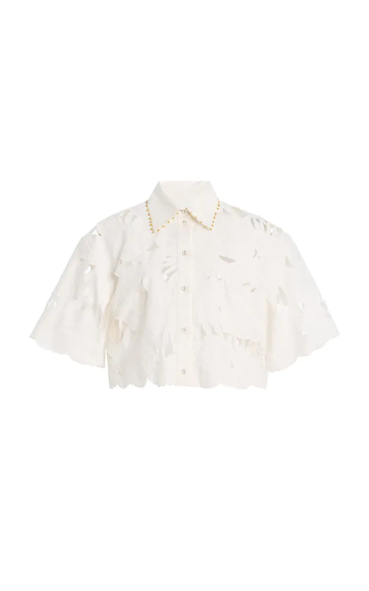 Zimmermann Mahon Embroidered Cotton Cropped Shirt | Thumbnail 6 Zimmermann Mahon Embroidered Cotton Cropped Shirt | Thumbnail 6