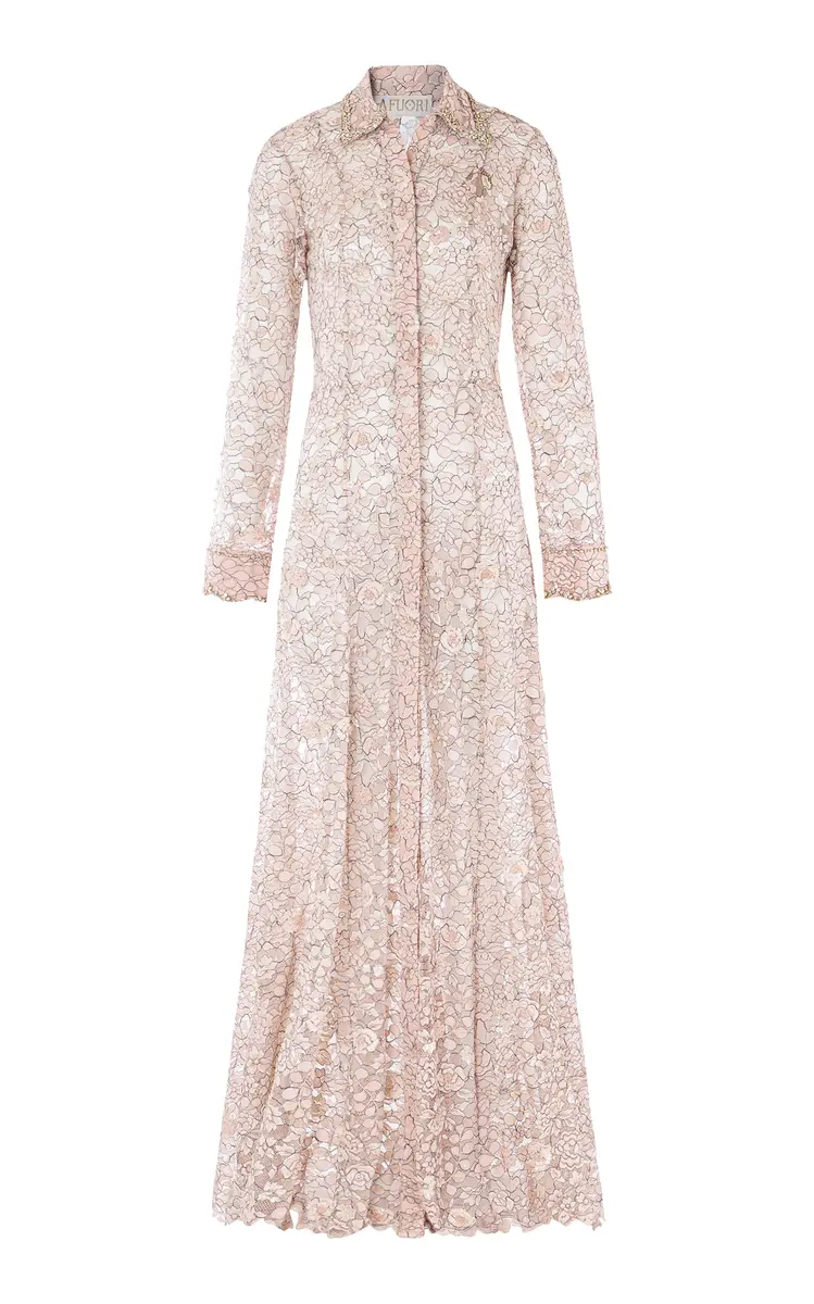 LA FUORI Ballet Rose Embellished Lace Maxi Shirt Dress | Thumbnail 6 LA FUORI Ballet Rose Embellished Lace Maxi Shirt Dress | Thumbnail 6