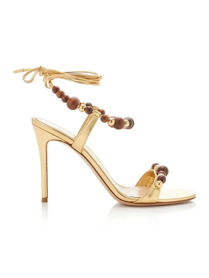 Beaded Metallic-Leather Sandals Beaded Metallic-Leather Sandals