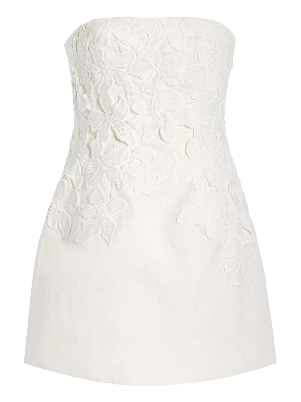 Idette Floral-Appliquéd Linen-Blend Mini Dress Idette Floral-Appliquéd Linen-Blend Mini Dress