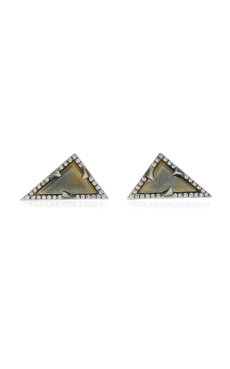 Sylva & Cie Rustic Diamond Triangular Studs | Image 1 Sylva & Cie Rustic Diamond Triangular Studs | Image 1