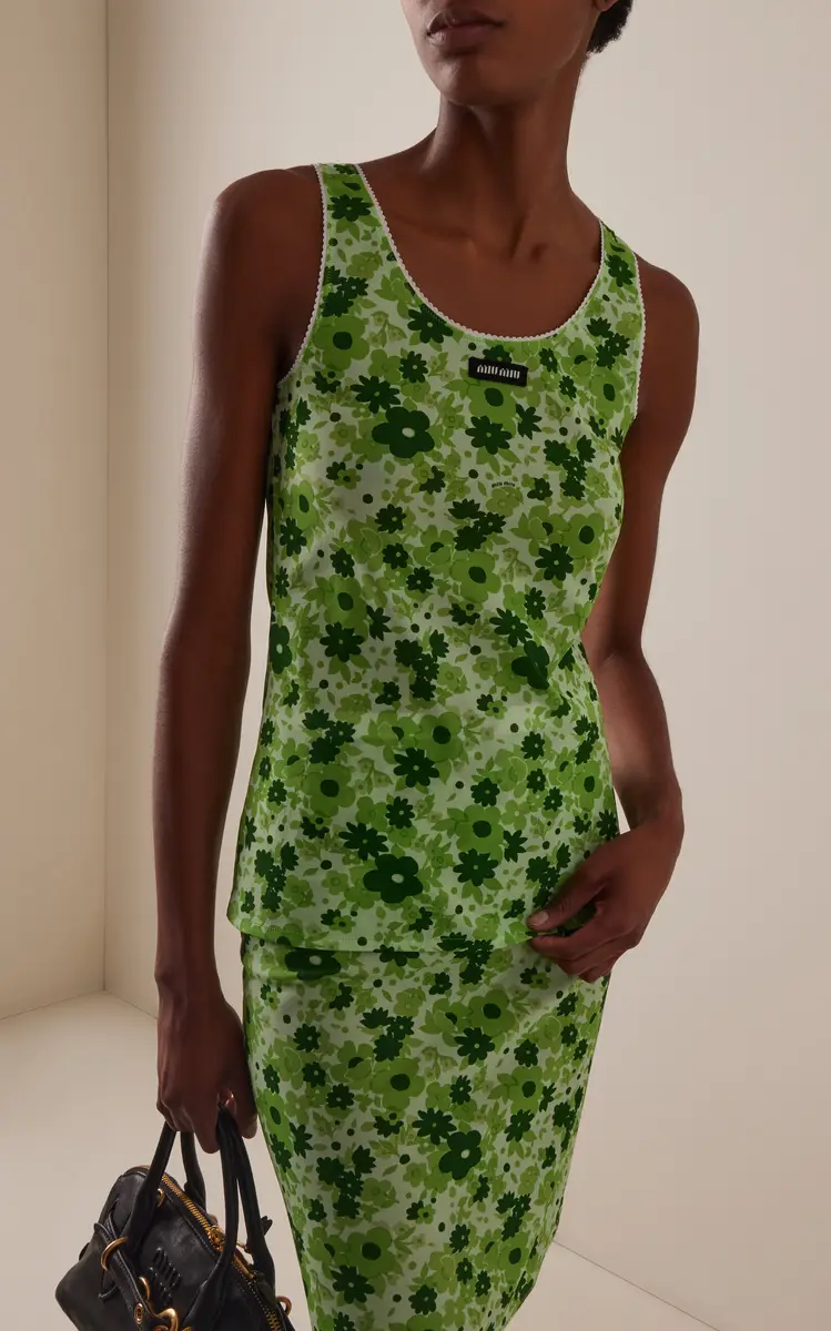 Miu Miu Floral Jersey Tank Top | Thumbnail 2 Miu Miu Floral Jersey Tank Top | Thumbnail 2