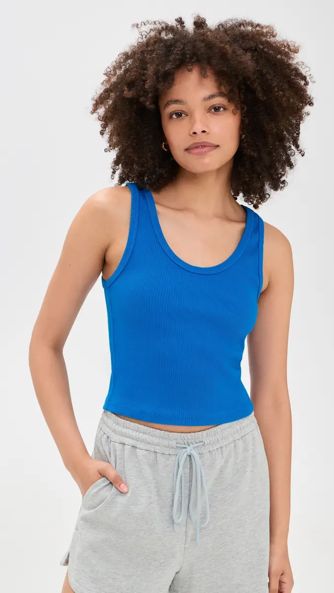 perfectwhitetee Structured Rib Bra Friendly Tank Cobalt | Thumbnail 2