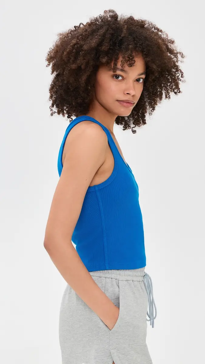 perfectwhitetee Structured Rib Bra Friendly Tank Cobalt | Thumbnail 4