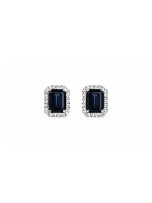 4.24ct Sapphire Diamond 18K Gold Halo Earrings 4.24ct Sapphire Diamond 18K Gold Halo Earrings