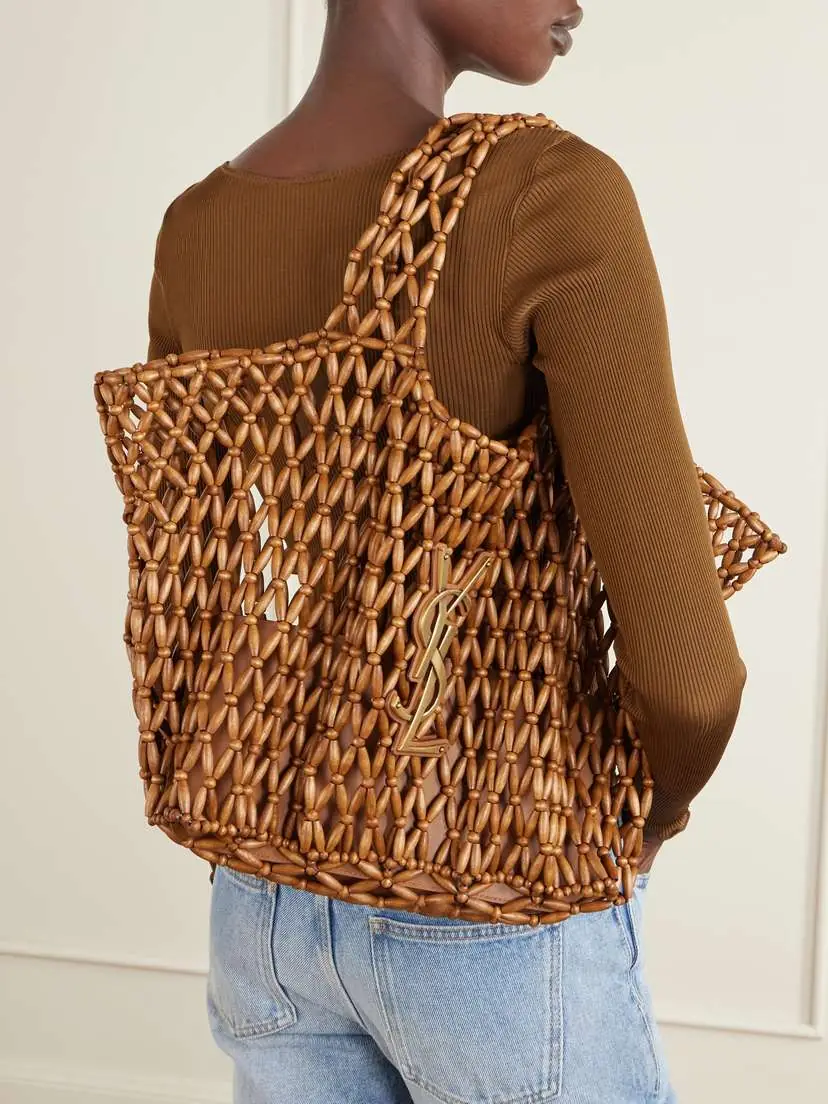 Saint Laurent Icare Beaded Wood Tote | Thumbnail 3 Saint Laurent Icare Beaded Wood Tote | Thumbnail 3