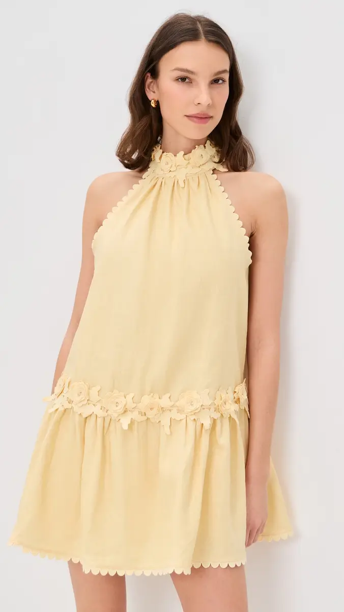 English Factory Halter Flower Detail Mini Dress | Thumbnail 2 English Factory Halter Flower Detail Mini Dress | Thumbnail 2