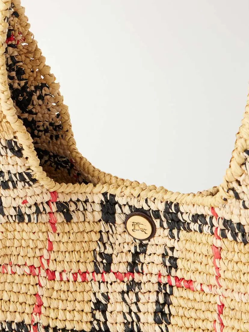 Burberry Margate Checked Raffia Shoulder Bag | Thumbnail 5