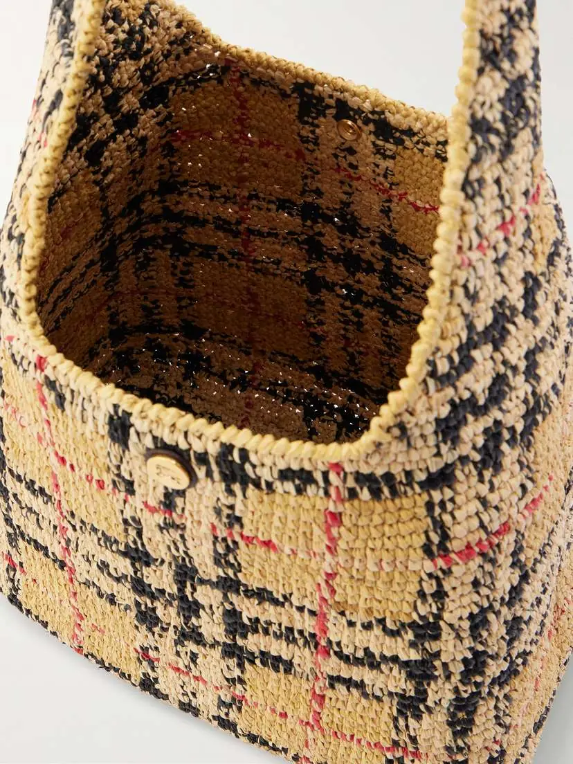 Burberry Margate Checked Raffia Shoulder Bag | Thumbnail 6
