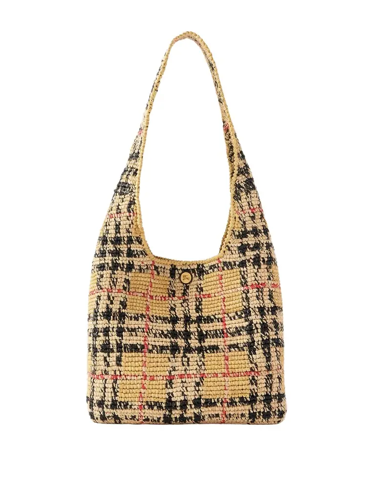 Burberry Margate Checked Raffia Shoulder Bag | Image 1 Burberry Margate Checked Raffia Shoulder Bag | Image 1