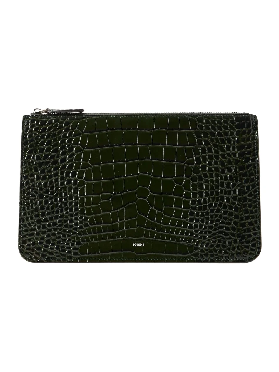 Threefold Croco-embossed Leather Clutch Threefold Croco-embossed Leather Clutch