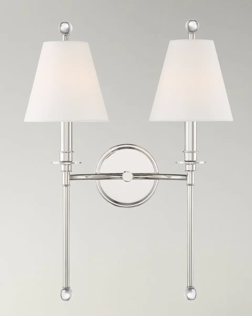 Crystorama Riverdale 2-Light Polished Nickel Wall Sconce | Thumbnail 2 Crystorama Riverdale 2-Light Polished Nickel Wall Sconce | Thumbnail 2