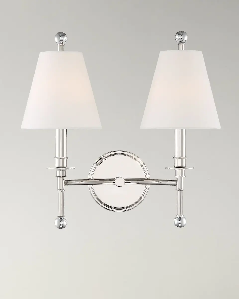 Crystorama Riverdale 2-Light Polished Nickel Wall Sconce | Thumbnail 3 Crystorama Riverdale 2-Light Polished Nickel Wall Sconce | Thumbnail 3