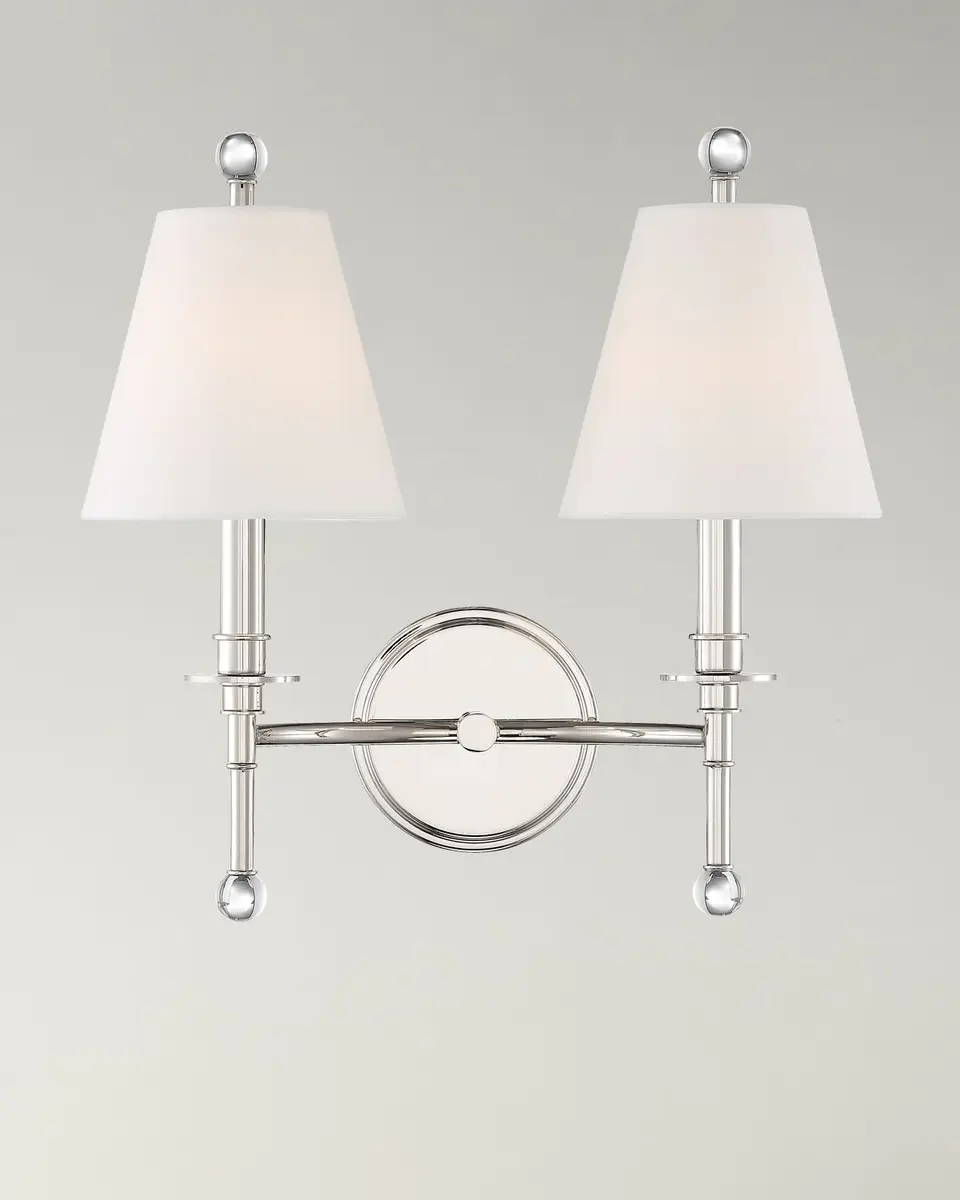 Crystorama Riverdale 2-Light Polished Nickel Wall Sconce | Thumbnail 4 Crystorama Riverdale 2-Light Polished Nickel Wall Sconce | Thumbnail 4