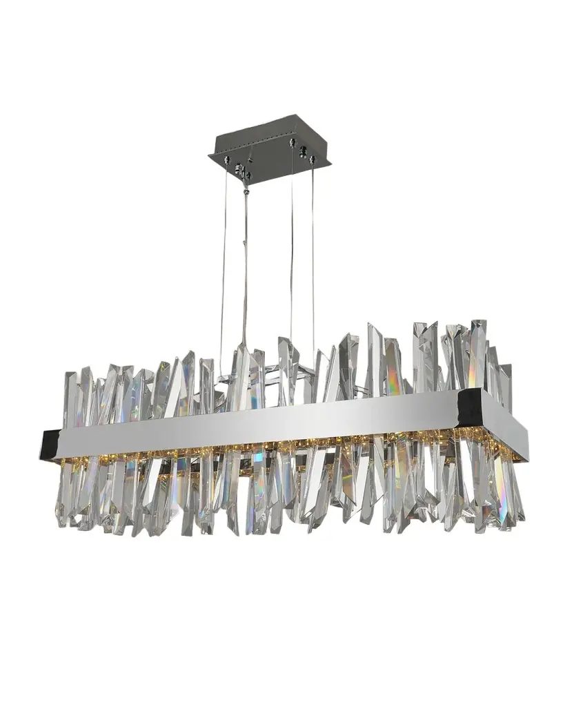 Allegri Crystal by Kalco Lighting Glacier 36" LED Rectangular Island | Image 1 Allegri Crystal by Kalco Lighting Glacier 36" LED Rectangular Island | Image 1