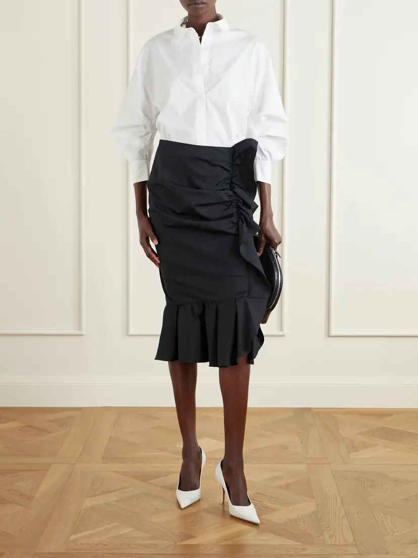 Carolina Herrera Ruched Cotton-blend Midi Skirt | Thumbnail 2
