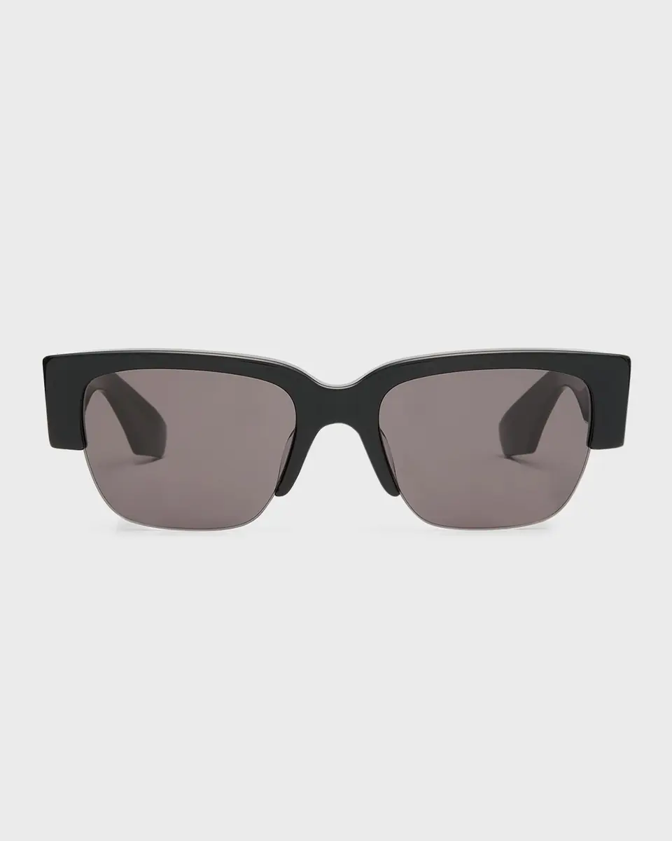 Alexander McQueen Men's Half-Rim Acetate Rectangle Sunglasses | Thumbnail 3 Alexander McQueen Men's Half-Rim Acetate Rectangle Sunglasses | Thumbnail 3