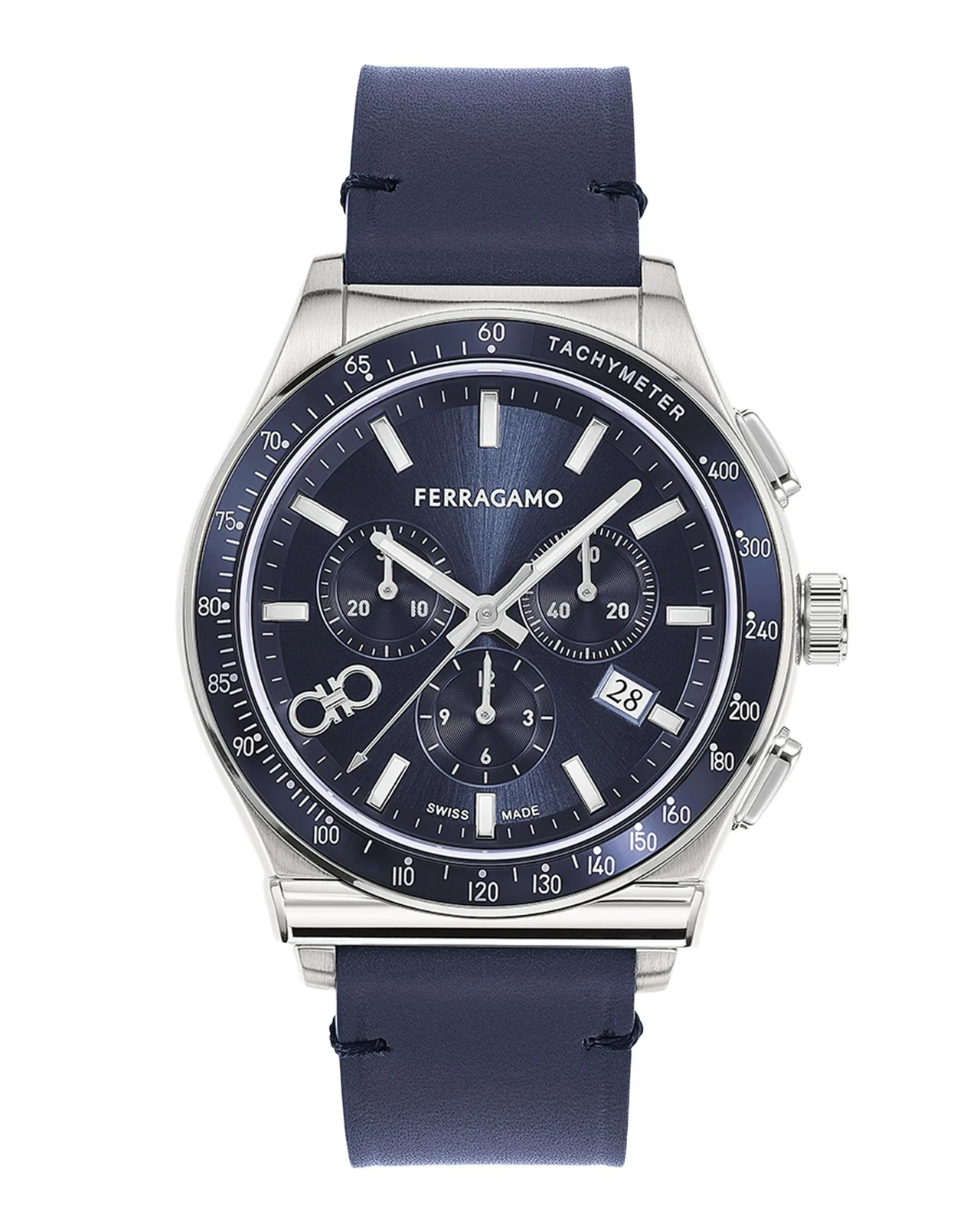 42mm 1927 Chrono Watch with Leather Strap, Blue
