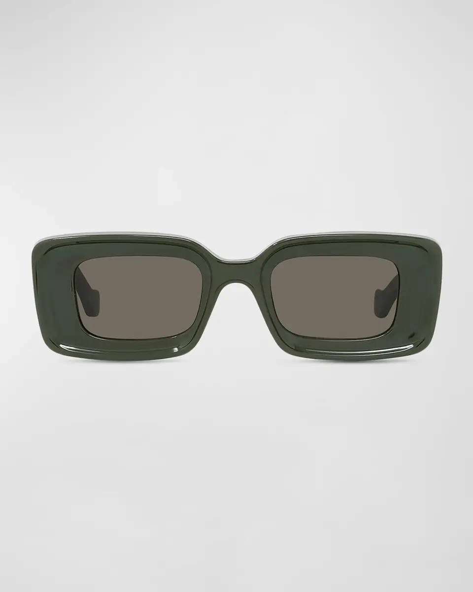 Loewe Men's Anagram Acetate-Nylon Rectangle Sunglasses | Thumbnail 2 Loewe Men's Anagram Acetate-Nylon Rectangle Sunglasses | Thumbnail 2