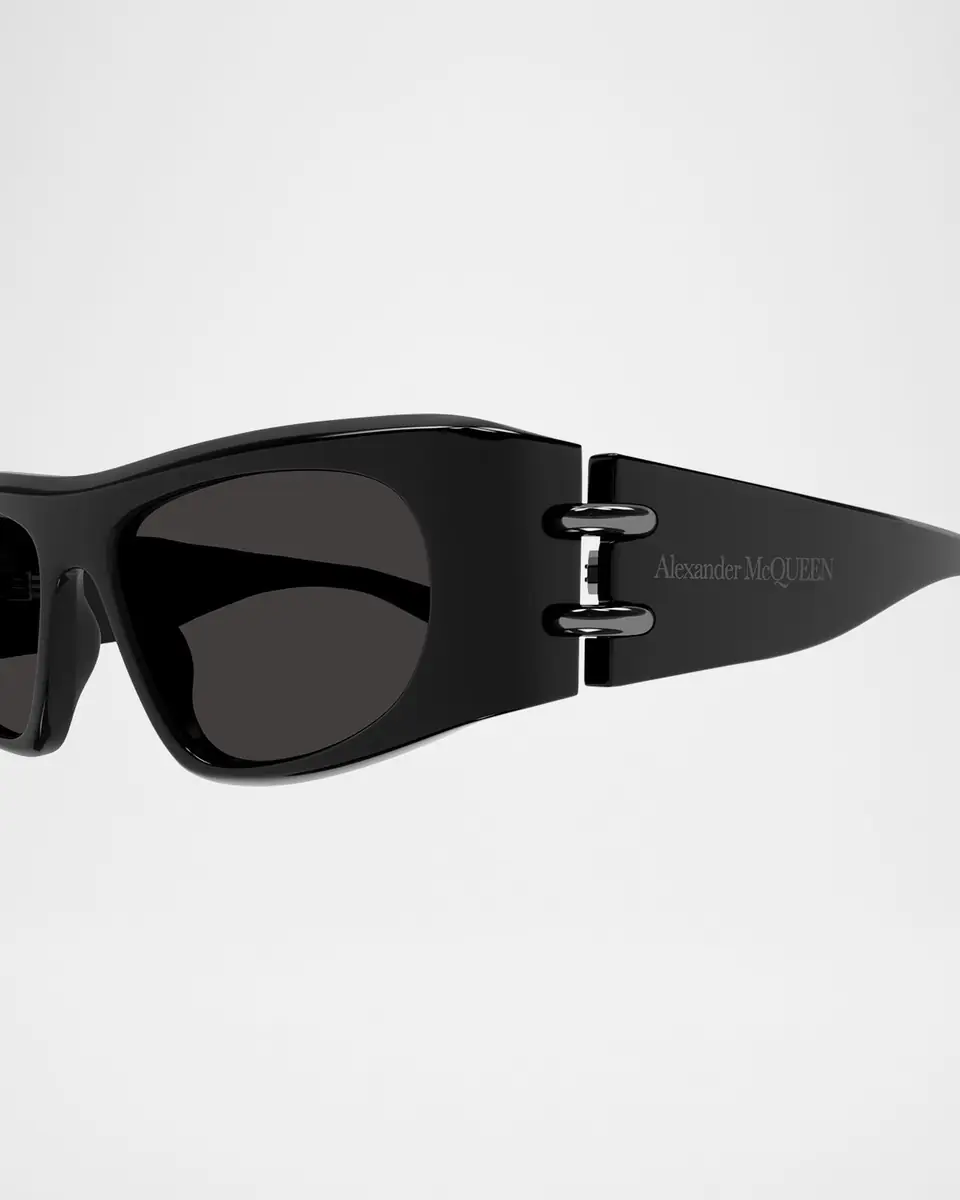 Alexander McQueen Men's AM0471SM Acetate Rectangle Sunglasses | Thumbnail 2 Alexander McQueen Men's AM0471SM Acetate Rectangle Sunglasses | Thumbnail 2